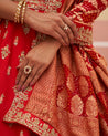 Regal Red Raw Silk Lehenga Set with Beautiful Embellishments