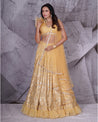 Bathed in the golden glow of sunshine, this yellow lehenga radiates joy and vibrancy. A dance of color that embodies the spirit of celebration with every twirl