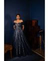 Draped in the enchanting depths of midnight blue, this gown is a celestial masterpiece.