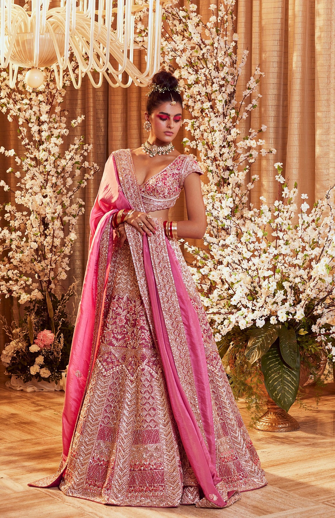 Hawthorn Rose Material Lehenga