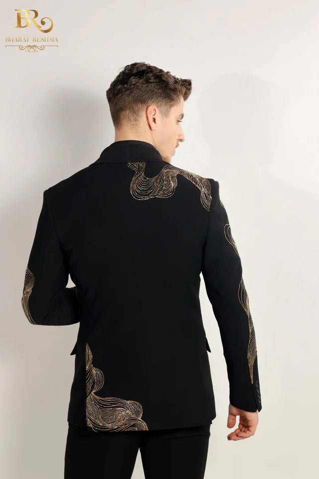 Black Tuxedo With Gold Embellishments Banu Designs Black Tuxedo With Gold Embellishments Banu Designs