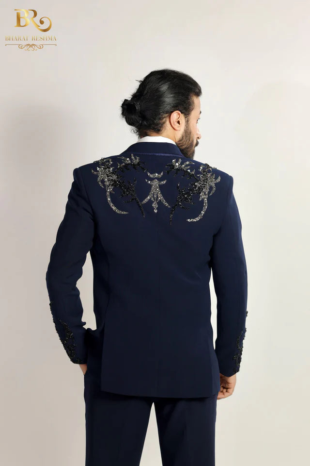 Blue Tuxedo With Decorative Embellishments