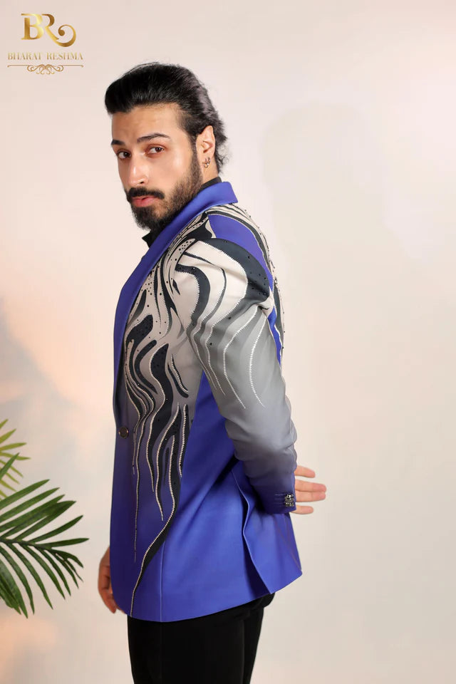 Blue Abstract, Animalistic Pattern Tuxedo