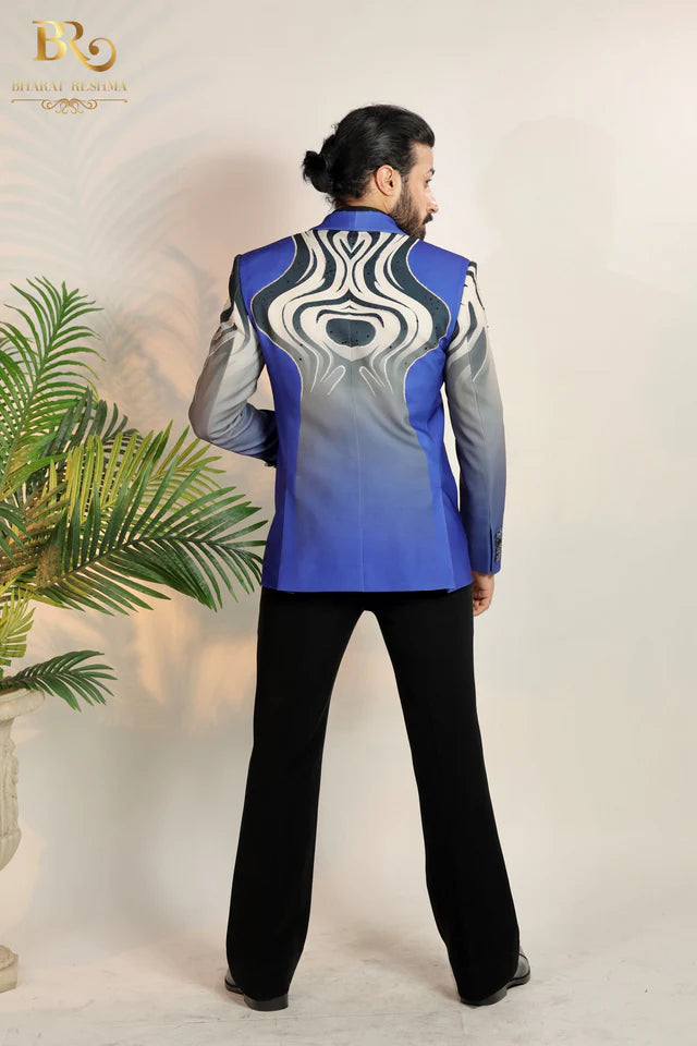 Blue Abstract, Animalistic Pattern Tuxedo