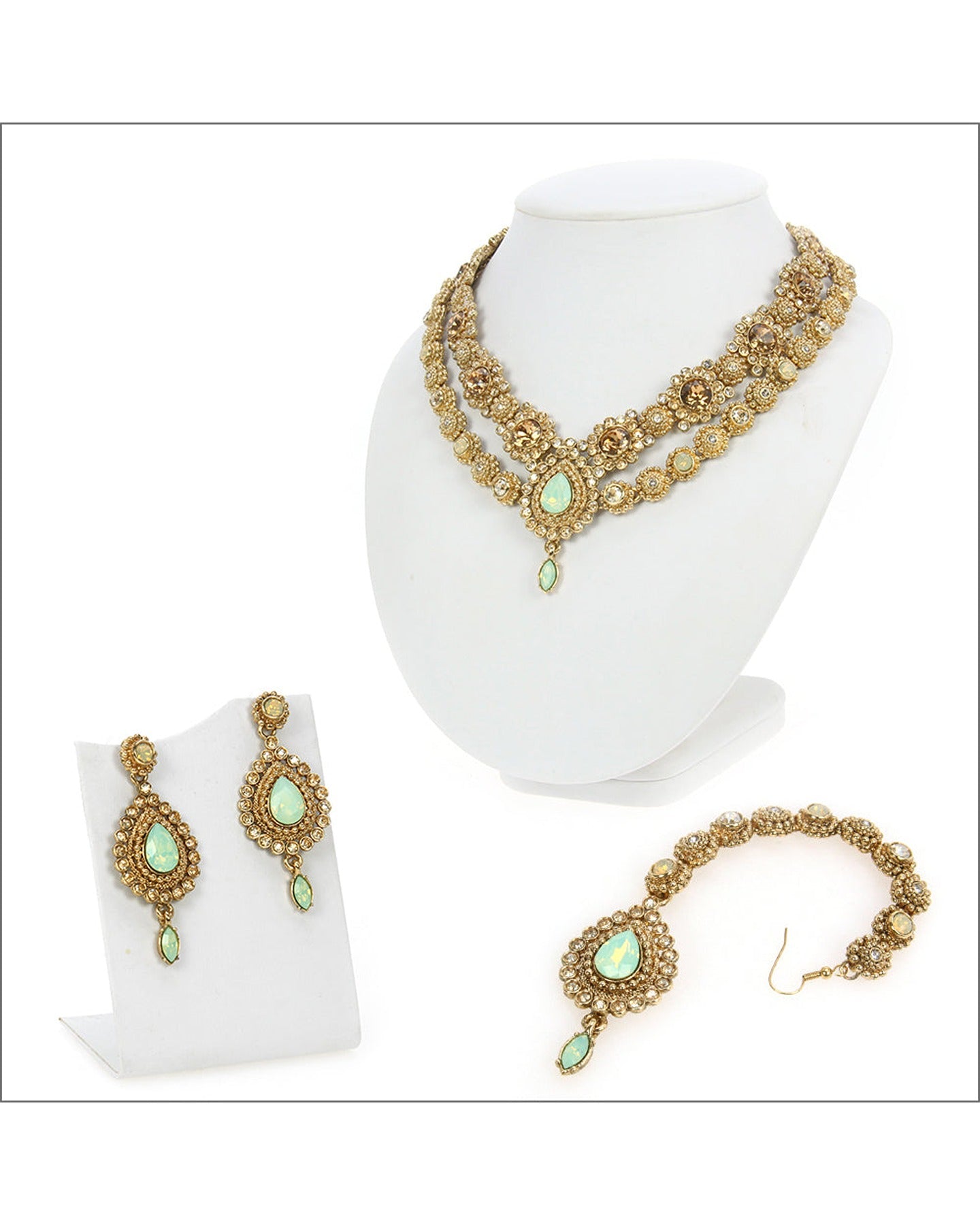 Antique Gold Jewelry with Chrysolite Opal and Crystal Golden Shadow Stones