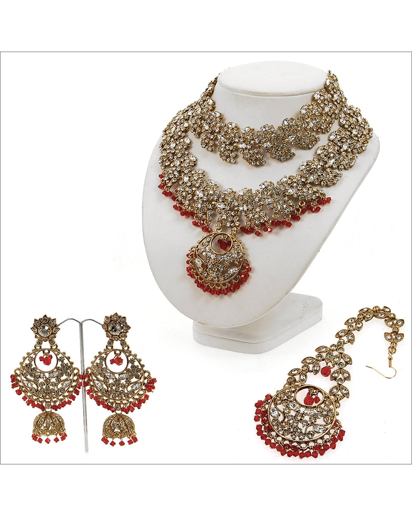 Antique Gold Jewelry with Crystal and Crystal Golden Shadow Stones