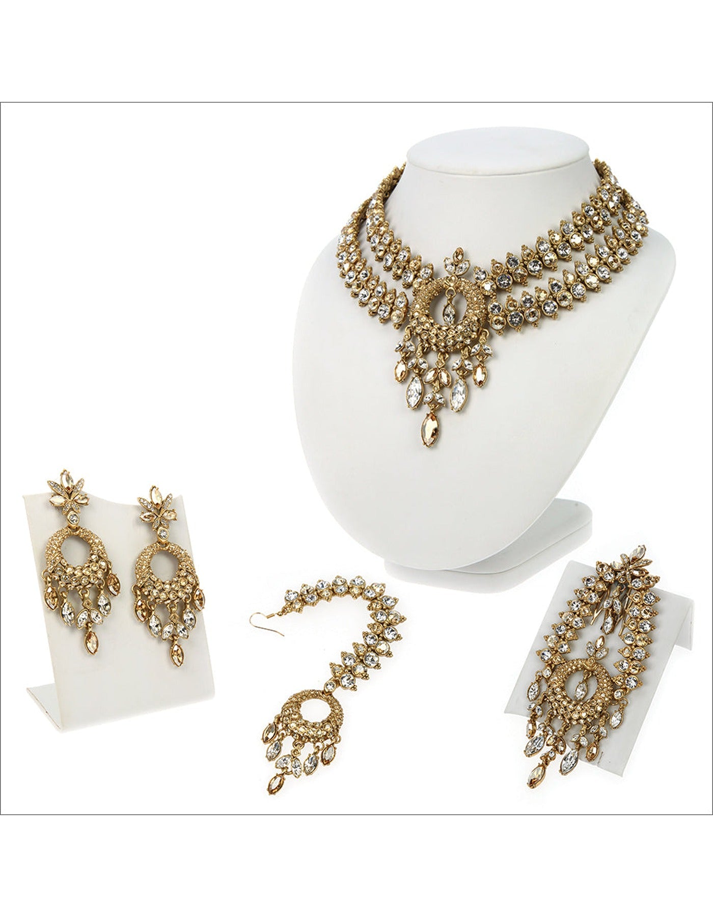 Antique Gold Jewelry with Crystal Golden Shadow and Clear Crystals