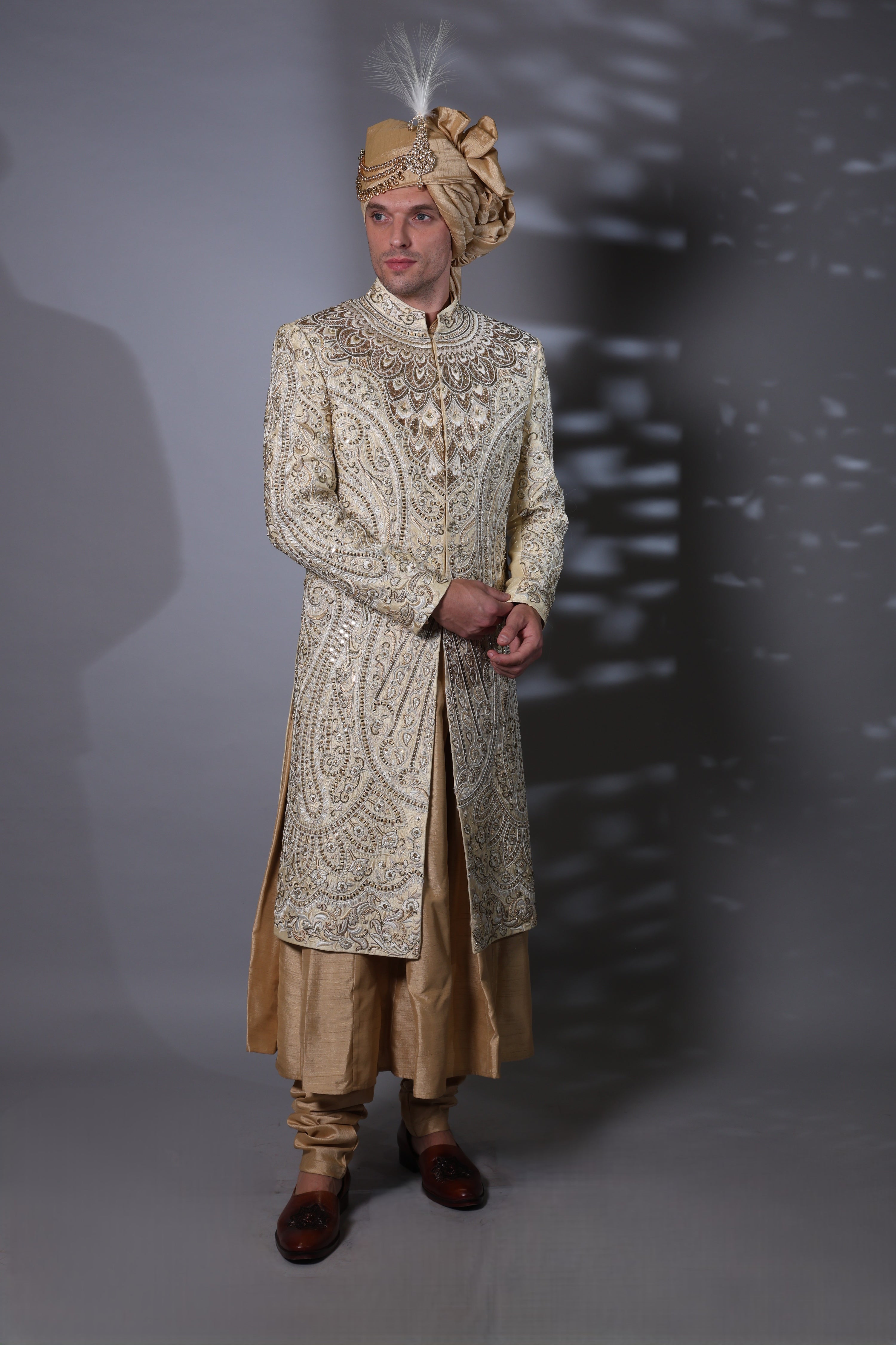 Champagne Colored Sherwani Set