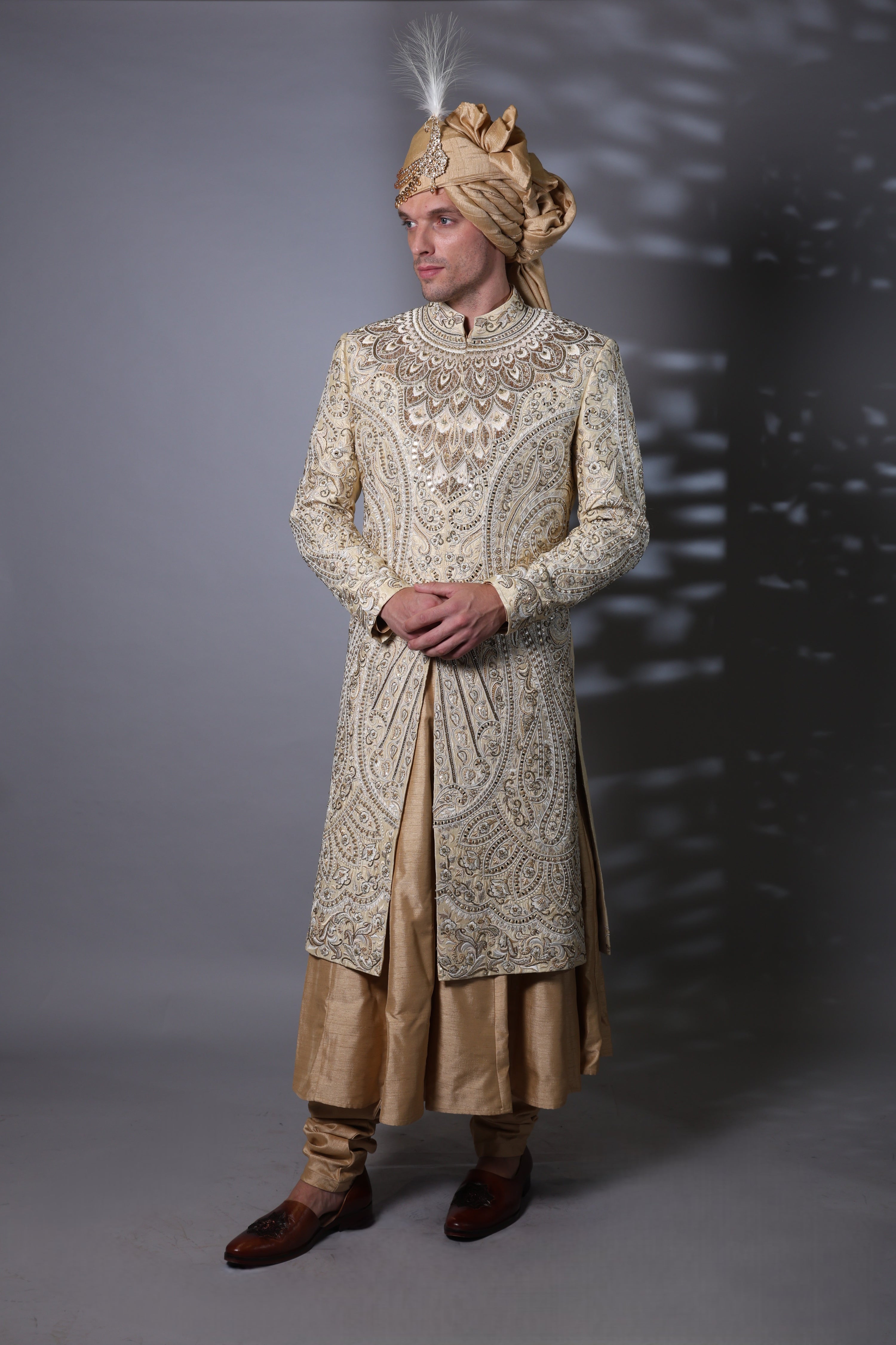 Champagne Colored Sherwani Set