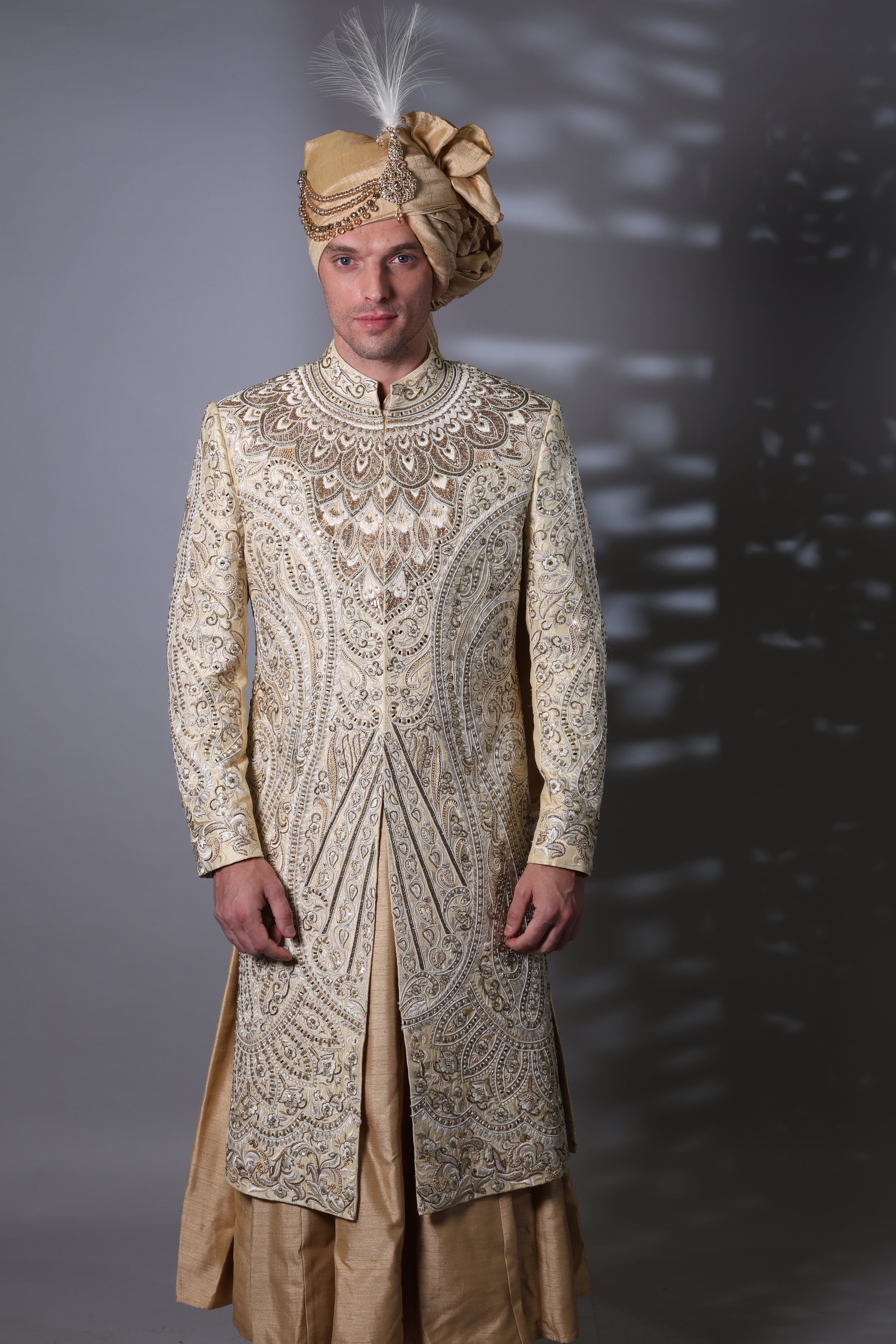 Champagne Colored Sherwani Set