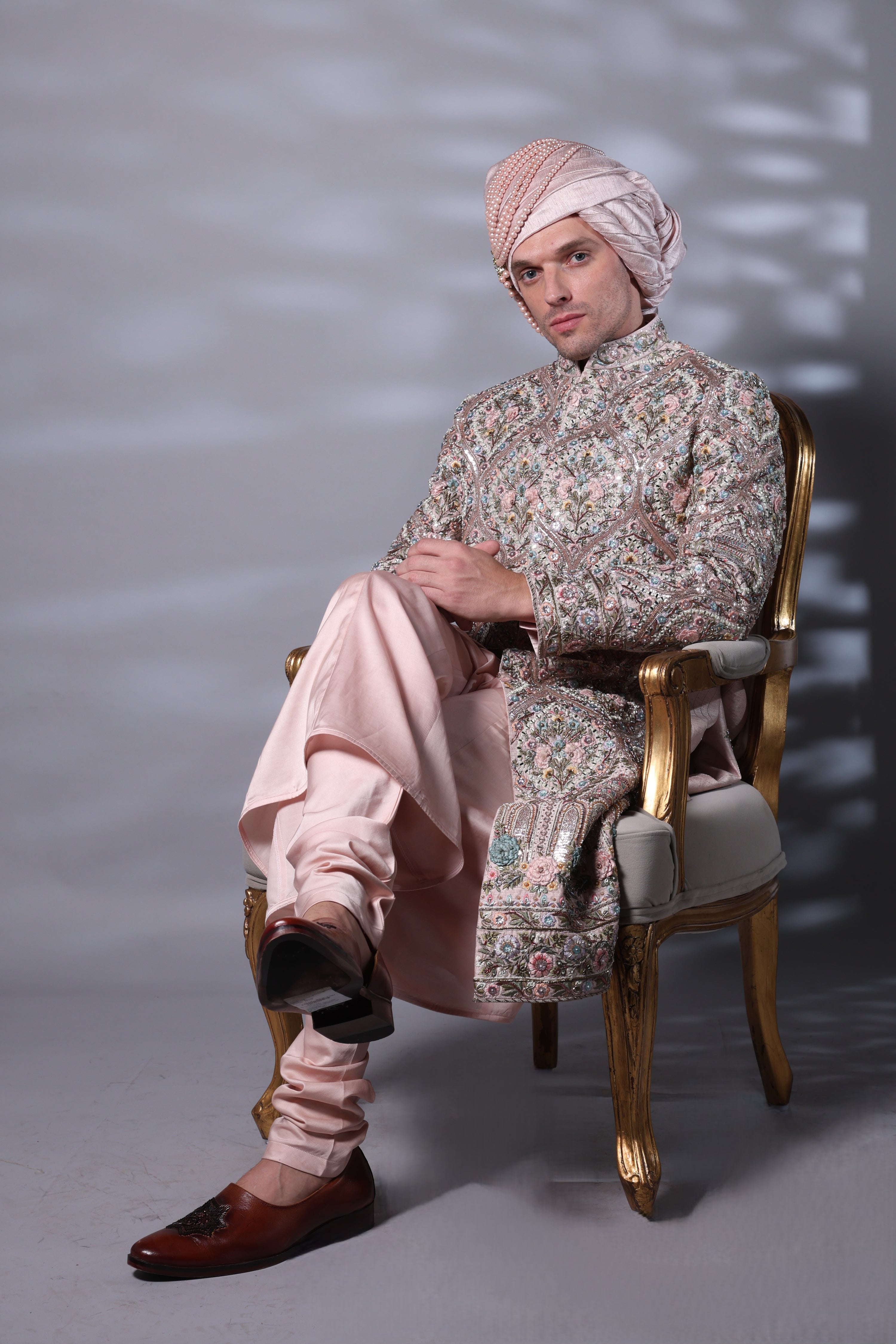 Dusky Pink Embroided Sherwani Set