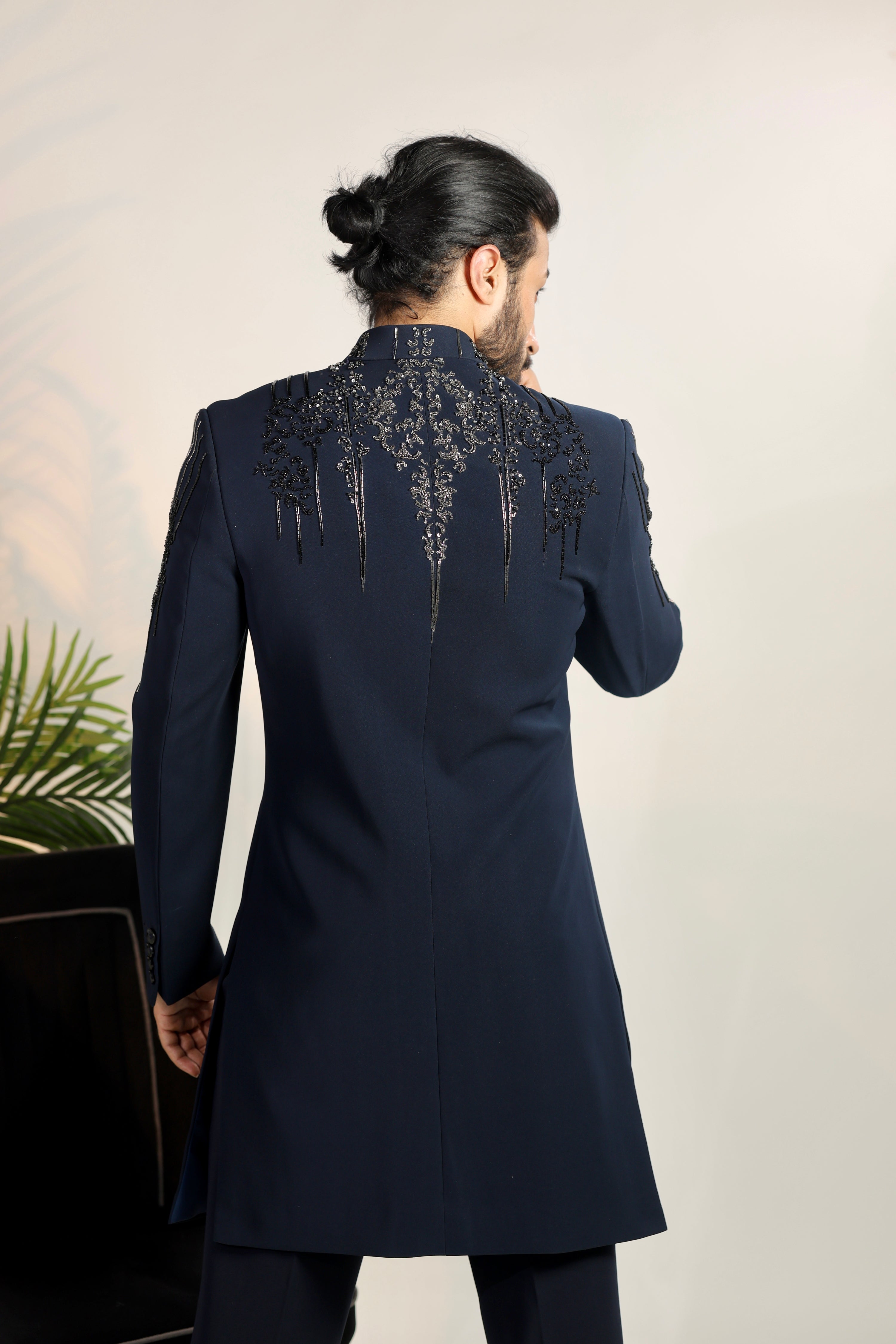 Blue Indo-Western Embellished With Cutdana Hand Work