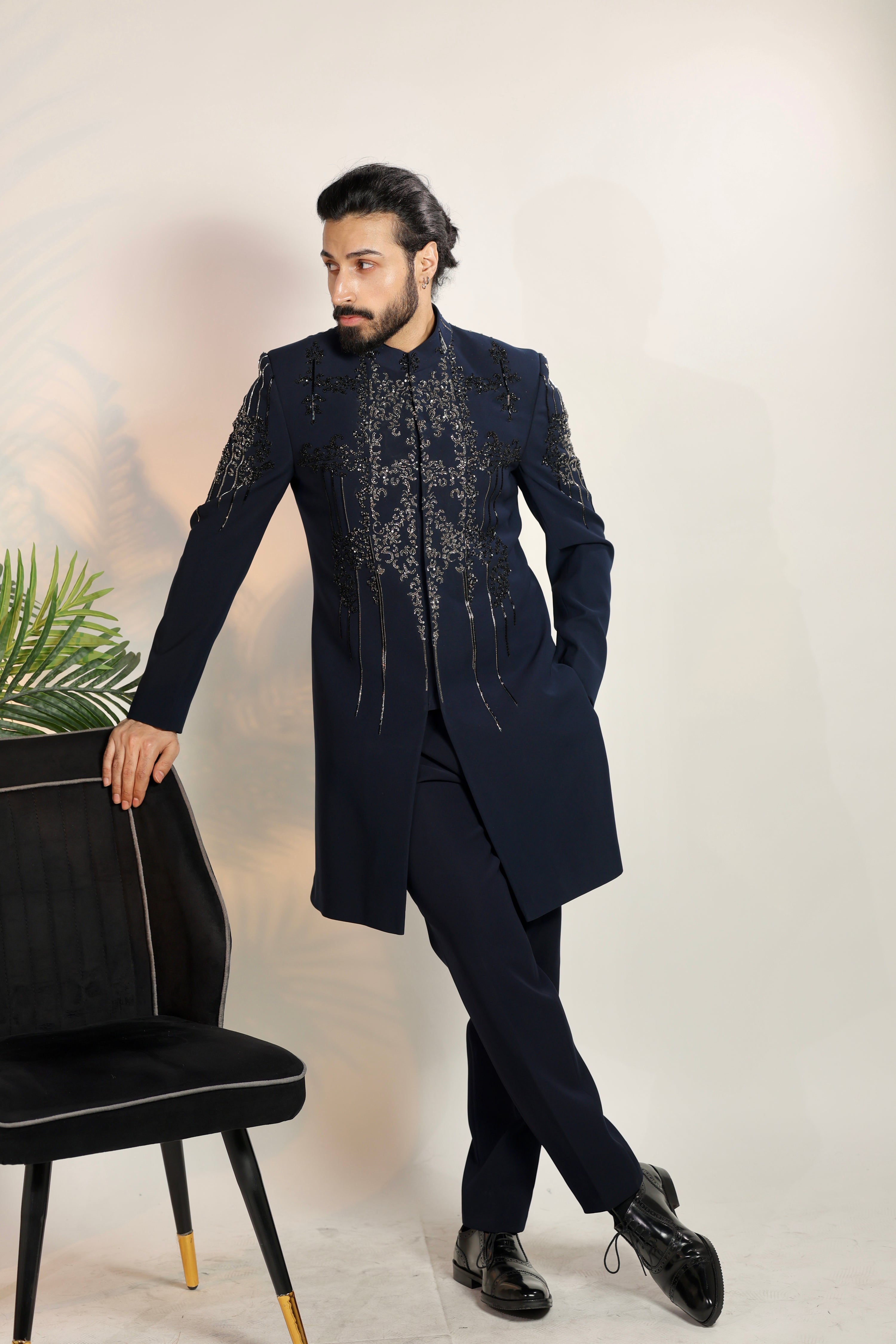 Blue Indo-Western Embellished With Cutdana Hand Work