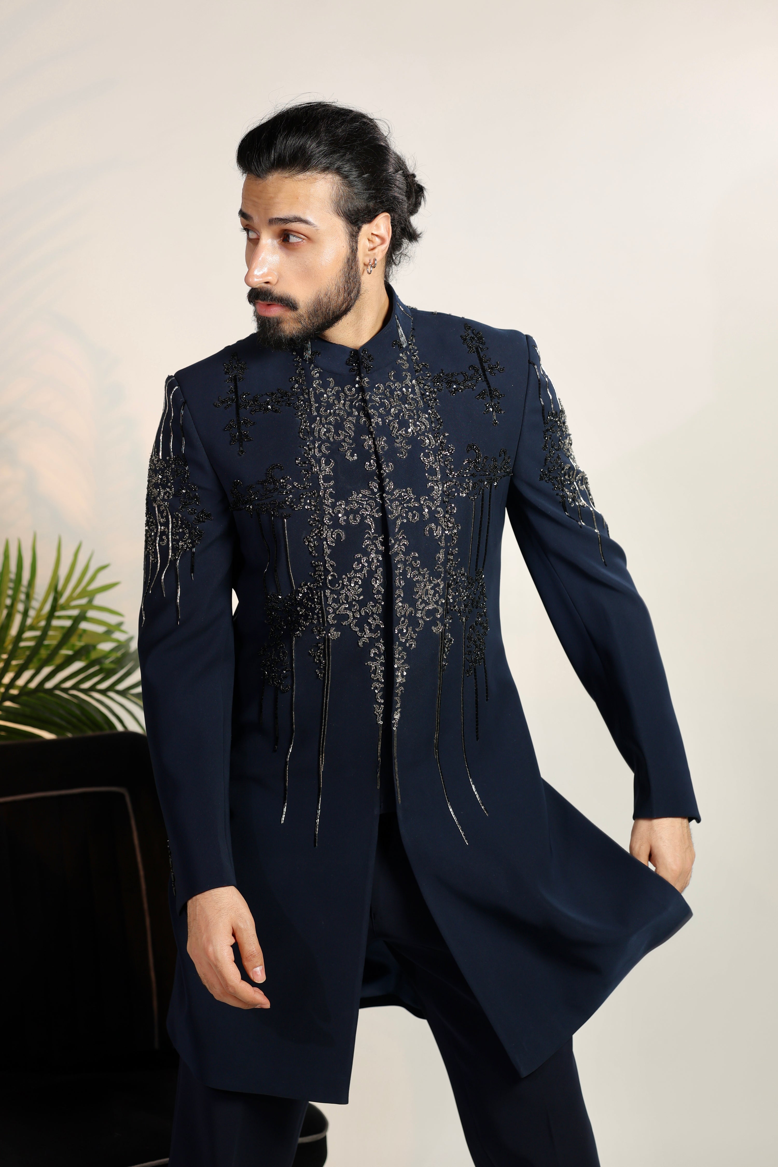Blue Indo-Western Embellished With Cutdana Hand Work