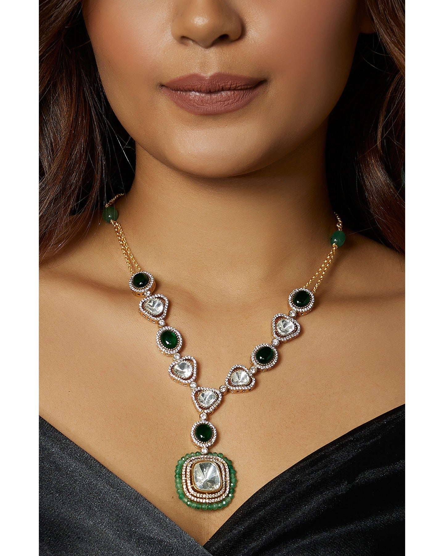 Royal Green Kundan Polki Necklace