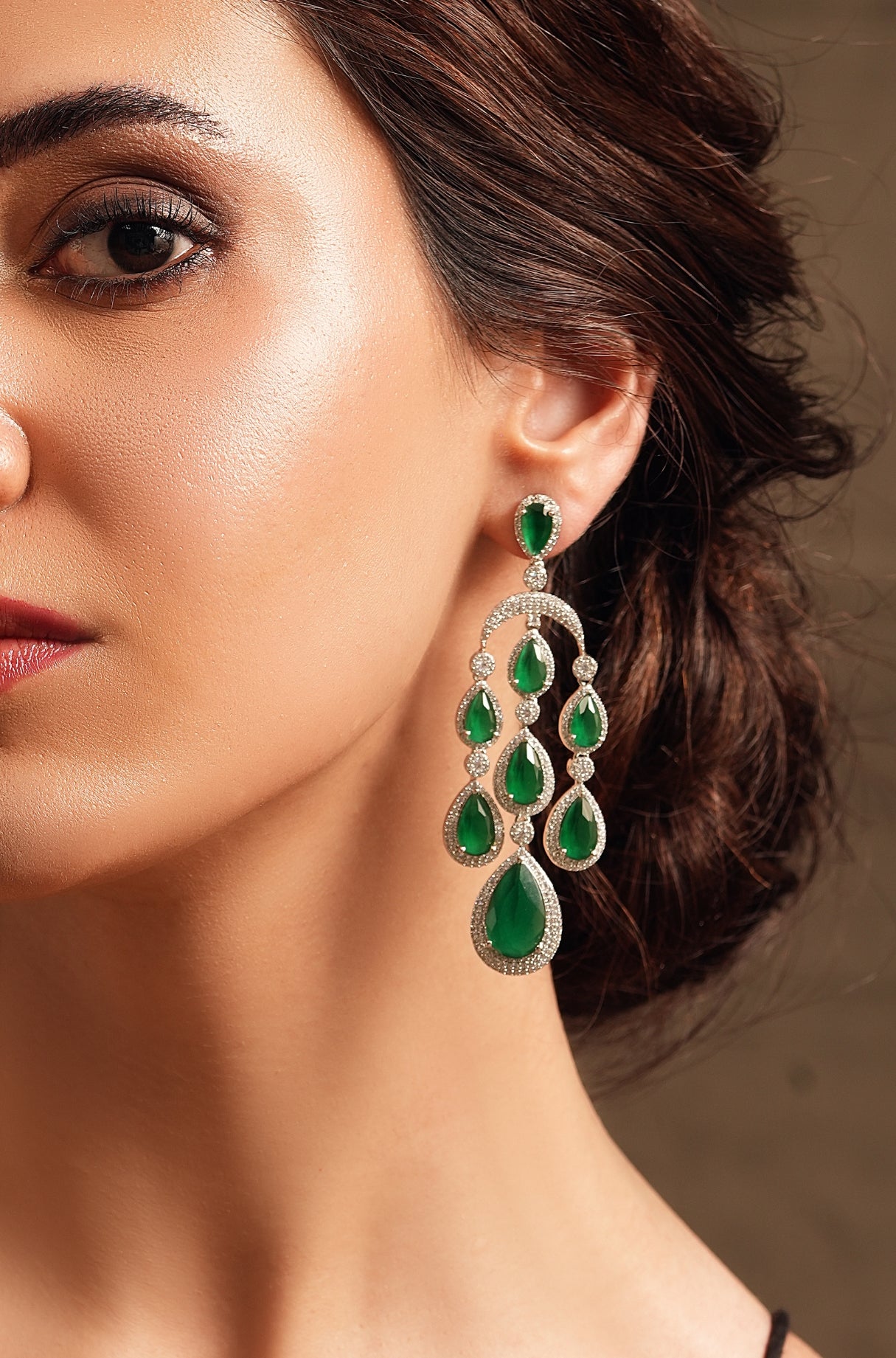 Emerald Drop Diamonds Earrings