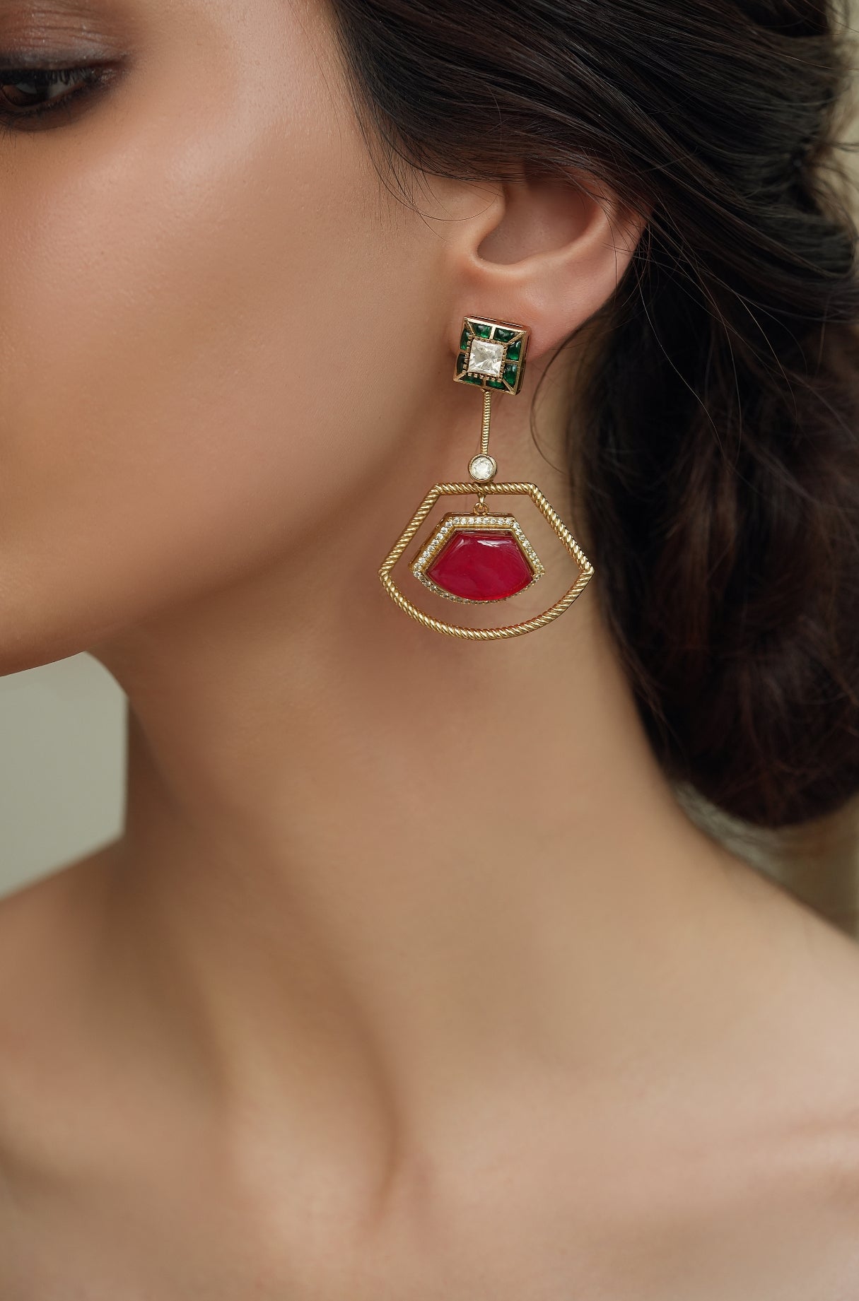 Scarlet Green Drops Earrings