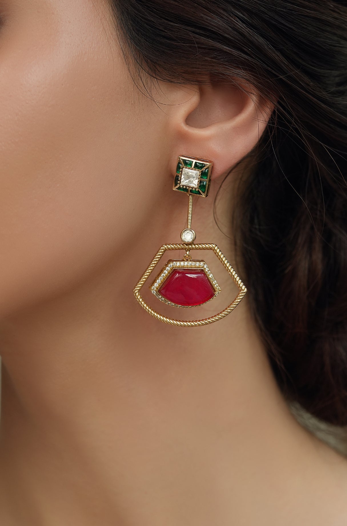 Scarlet Green Drops Earrings