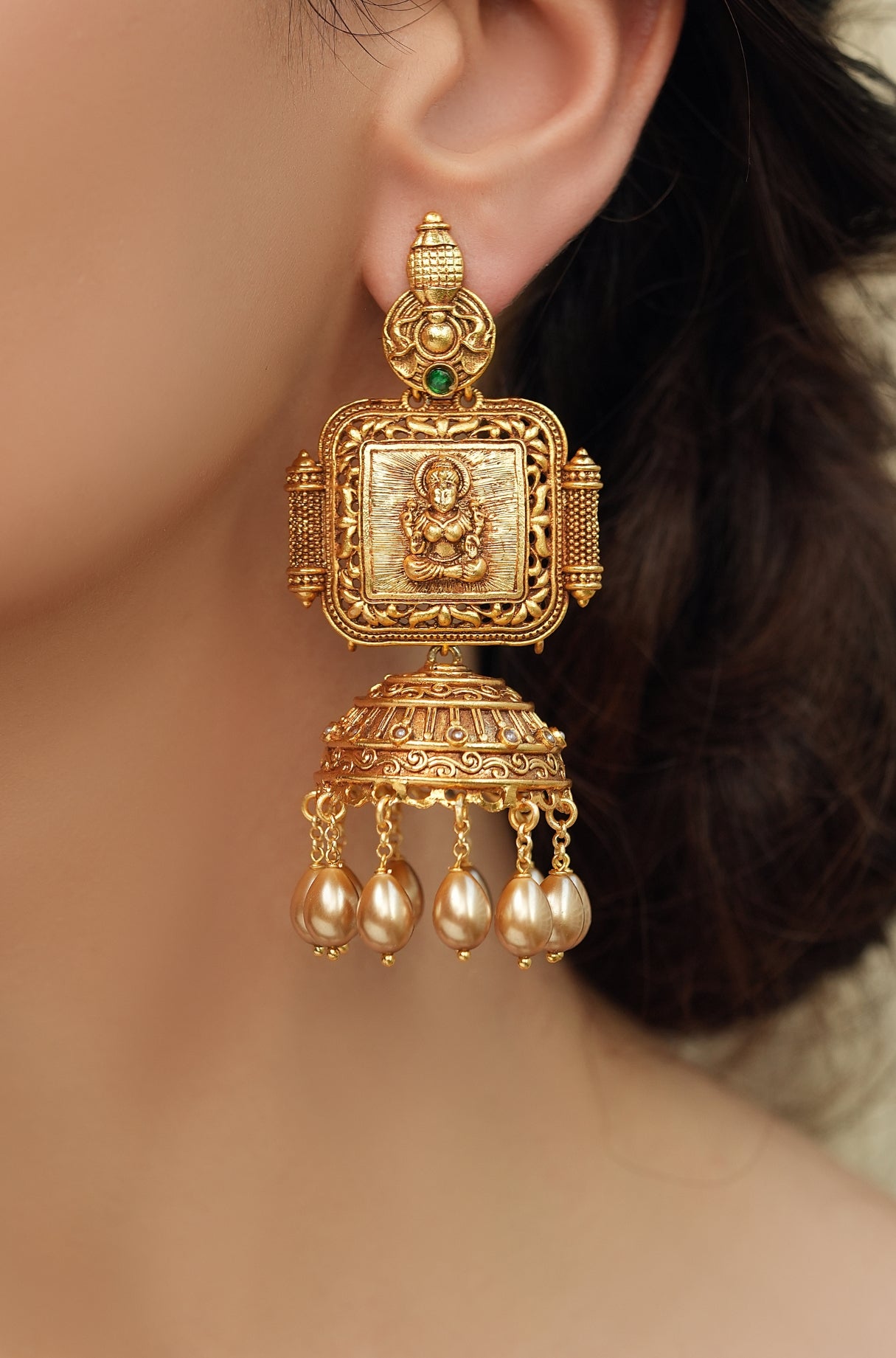 Patterned Temple Jhumkas