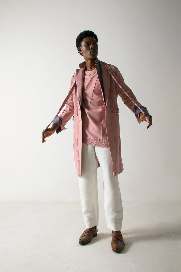 Stay stylishly warm with the Mr. Pink Overcoat