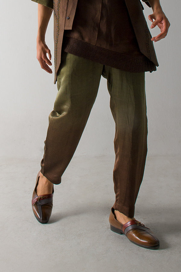 Step into sophistication with Mr. Olive in Brown Trousers
