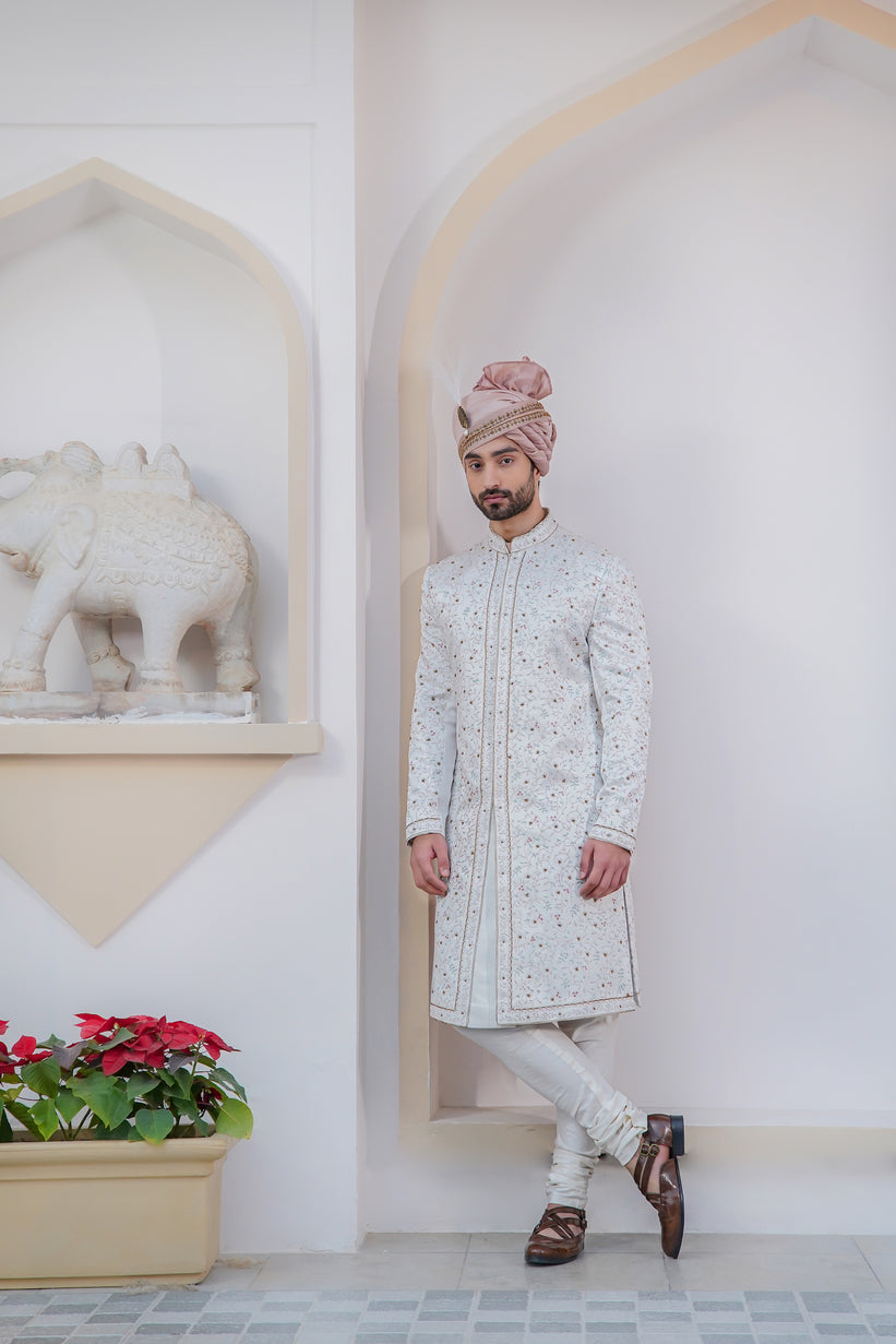 Ivory Chasm Sherwani: A timeless blend of elegance and tradition.