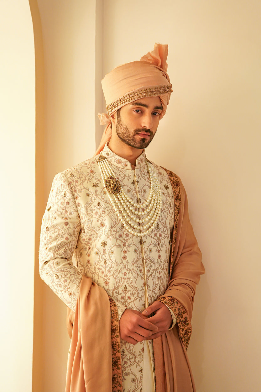 Regal Ombre Jamawar Sherwani: Perfect for special occasions with timeless appeal.