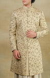 Close-up of the Sandune Sherwani, highlighting the intricate embroidery and fine details.