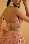 A feminine and elegant pink lehenga with a touch of luxury.