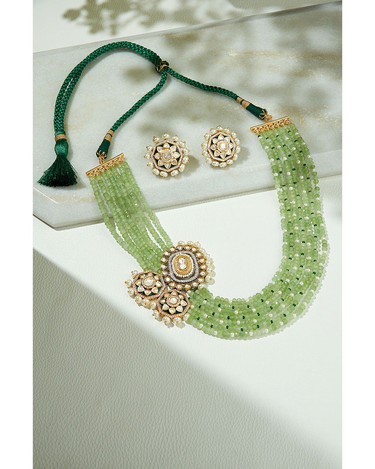 Layered Green Necklace Set