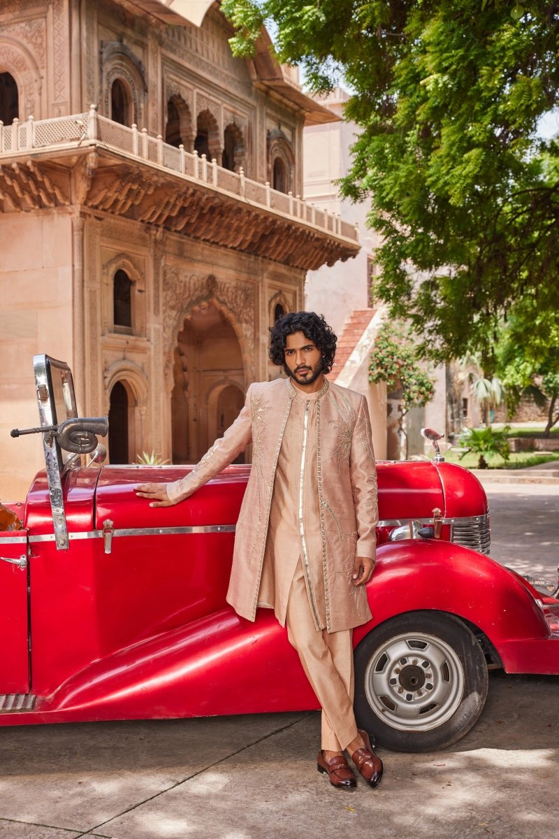File Parth Raabta Open Sherwani Set | Contrast by Parth – B Anu Designs