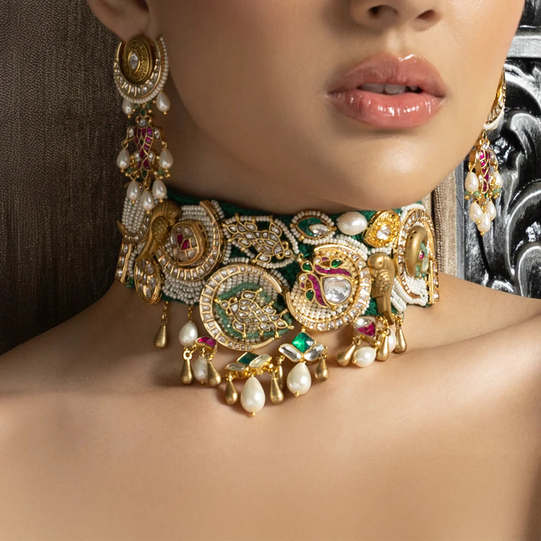 Multi Colour Timeless Choker With Pearls