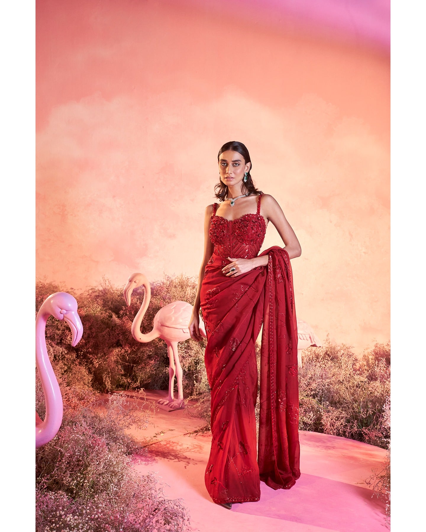 Red Rose Stylish Fancy Saree, Machine wash at Rs 2100 in Surat | ID:  14670480155