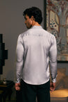 GOE Steel Lycra Satin Shirt Featuring an Embroidered Dripping Tuxedo Panel