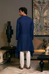 GOE kurta in deep midnight blue with draped details, perfect for a stylish and refined appearance