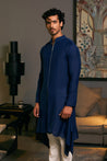 Elegant GOE kurta in midnight blue, featuring a chic draped design for a sophisticated look.