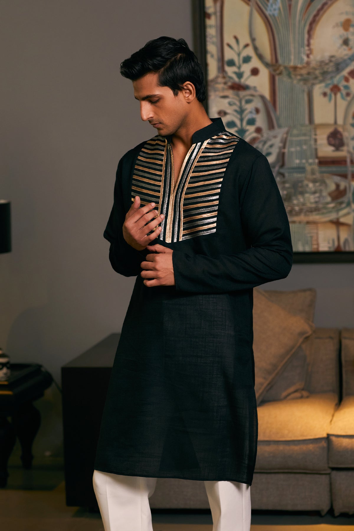 GOE Metallic Kurta with a shimmering finish, offering a blend of tradition and modern elegance