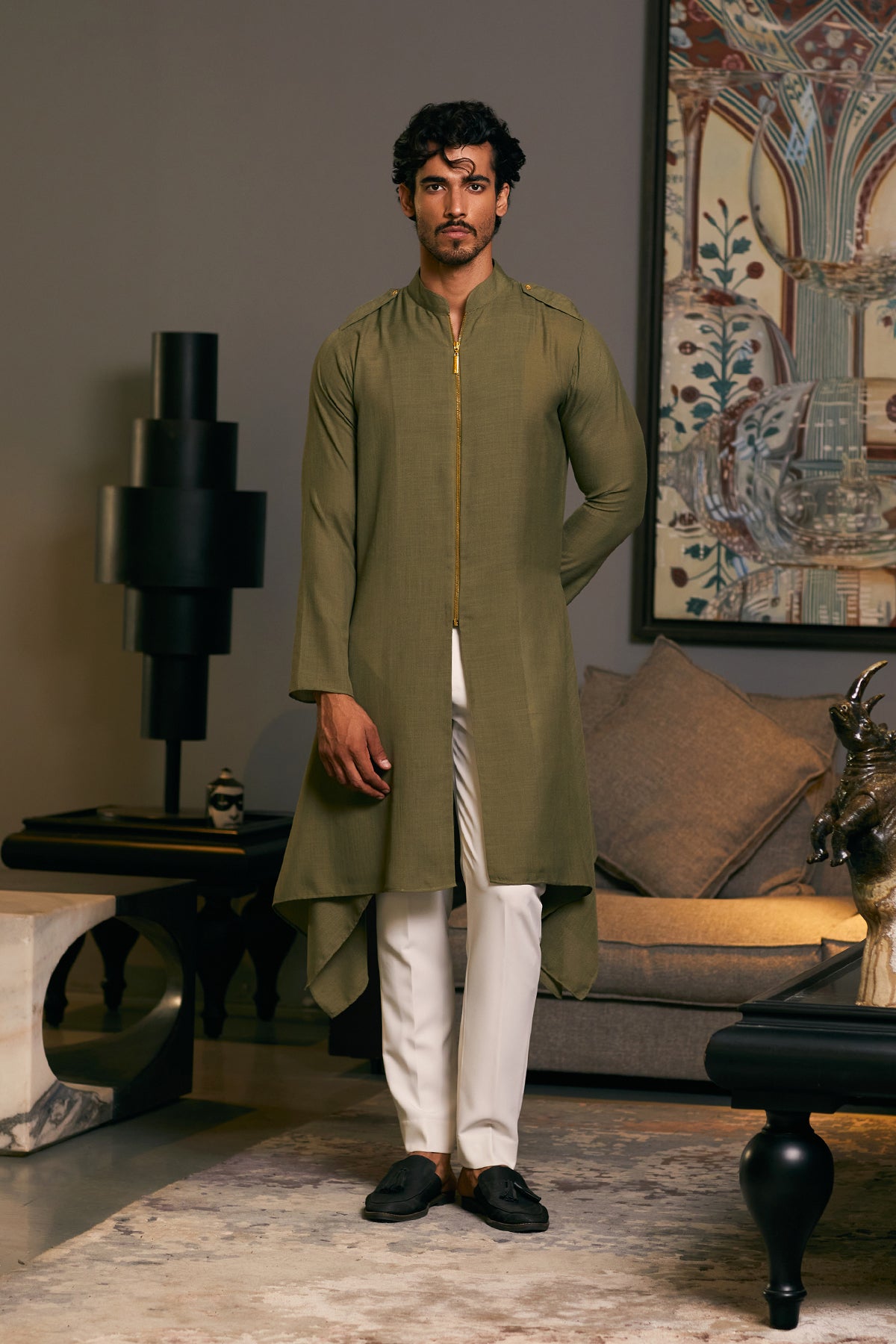 GOE Drape Kurta with a fluid, elegant design, blending traditional elements with modern style.