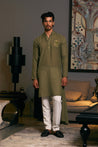 GOE Olive Dragon Kurta with intricate dragon motifs on premium olive fabric