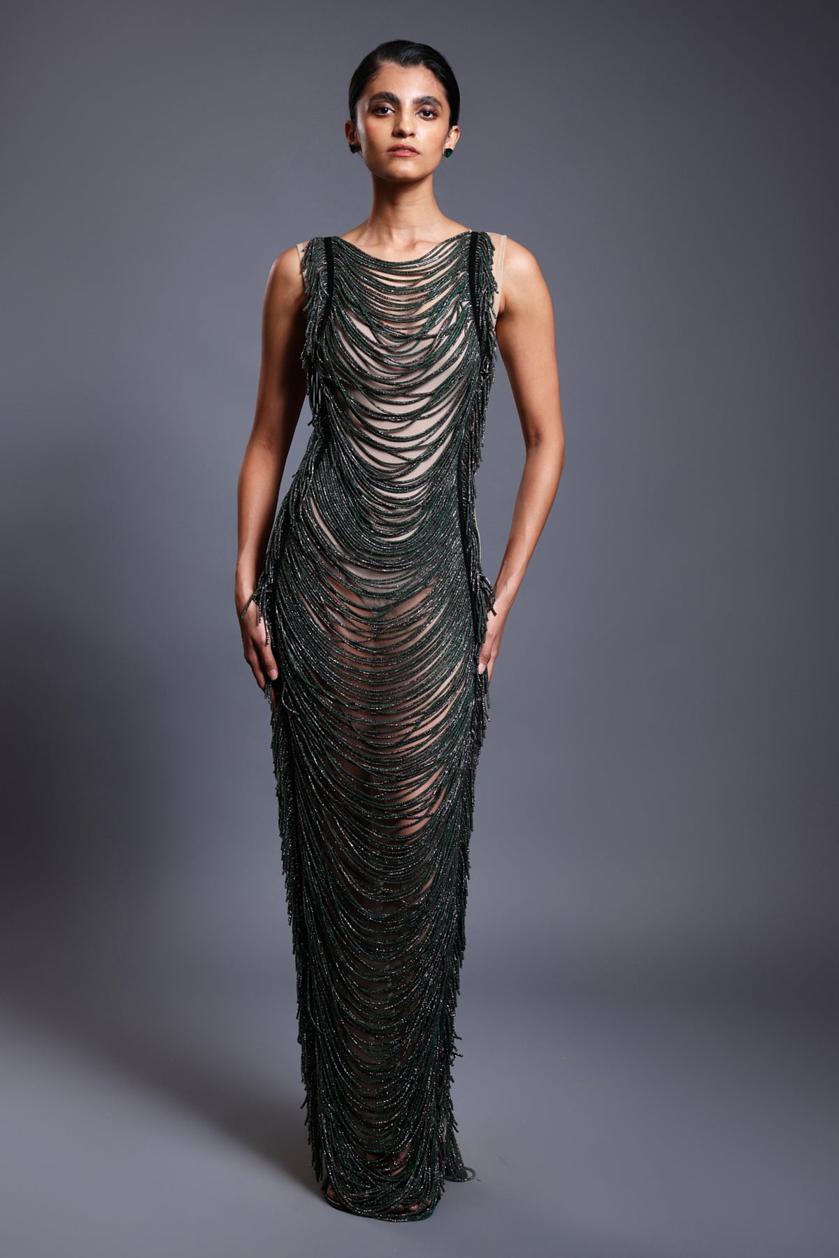 CF Crystal Rope Gown Emerald