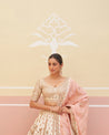 Graceful ivory raw silk lehenga set perfect for a classic bridal look'