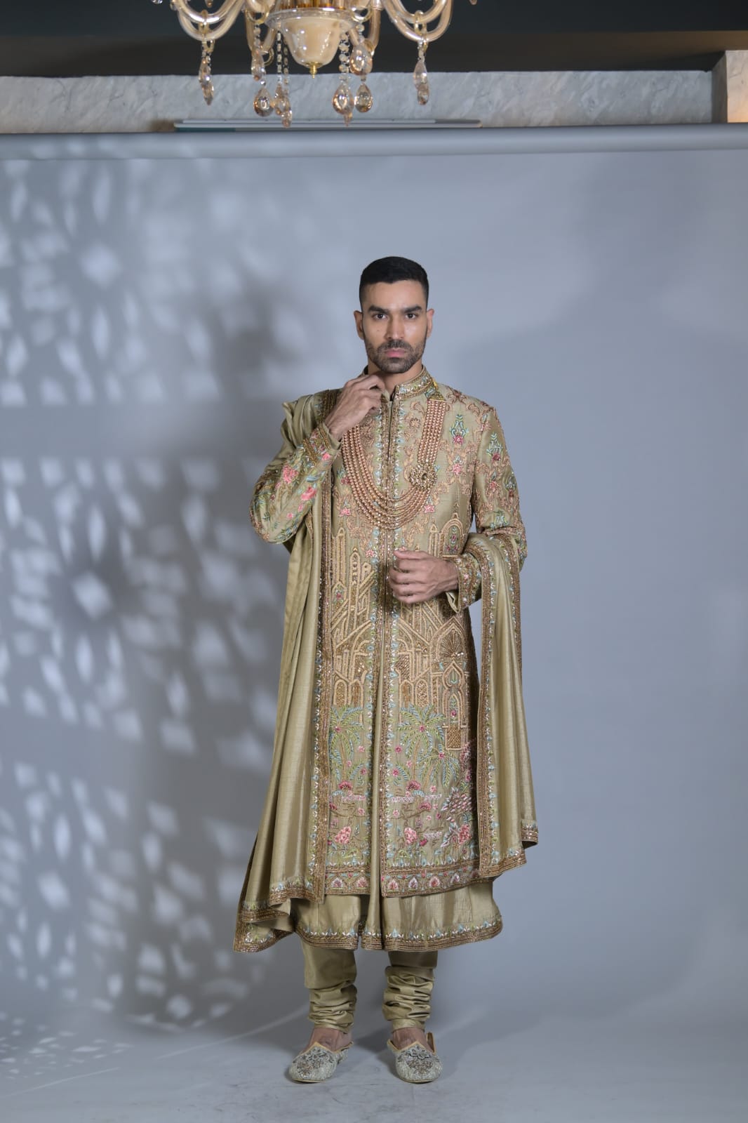 Saturated Green Sherwani Set