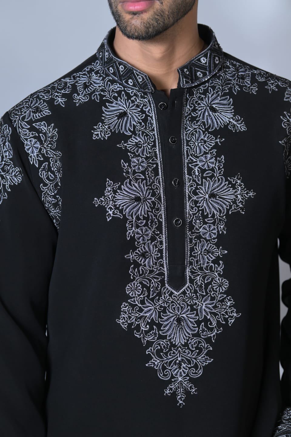 Black Embroided Kurta Set