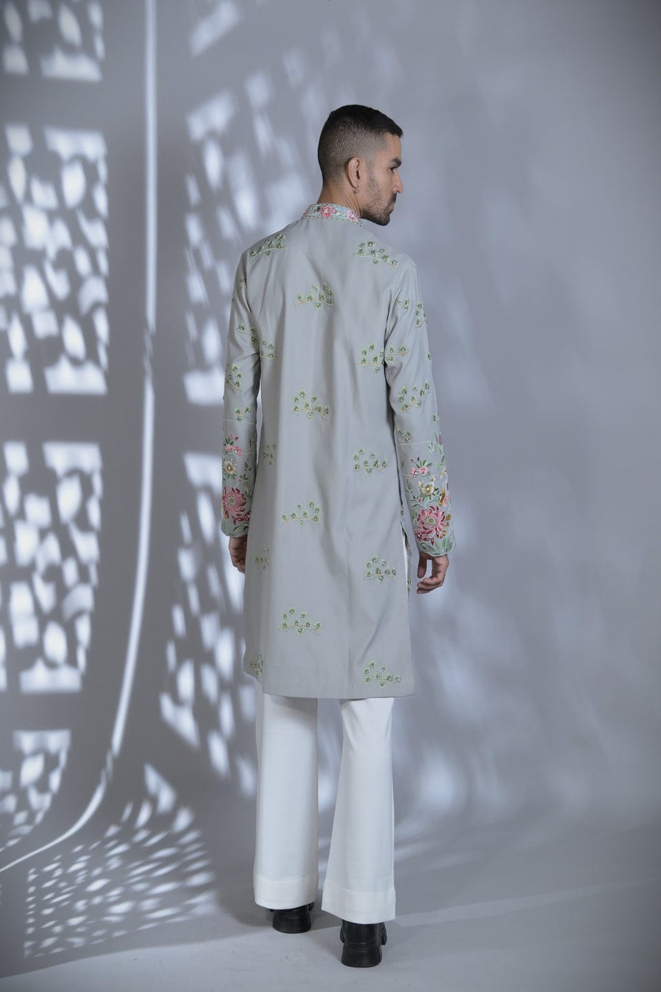 Ice Grey Embroided Kurta Set