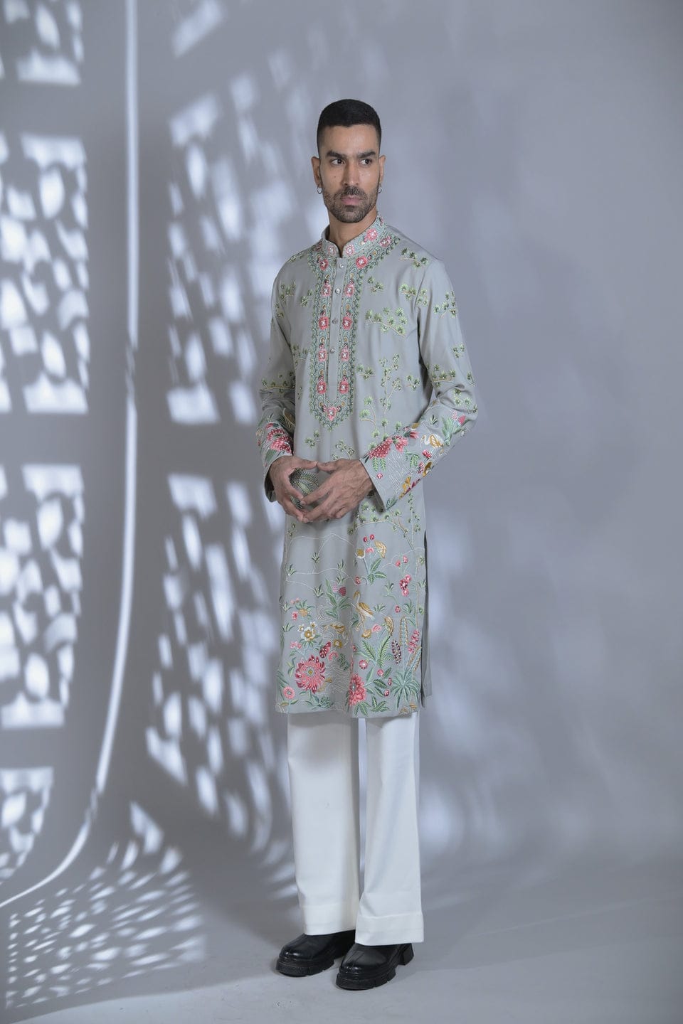 Ice Grey Embroided Kurta Set