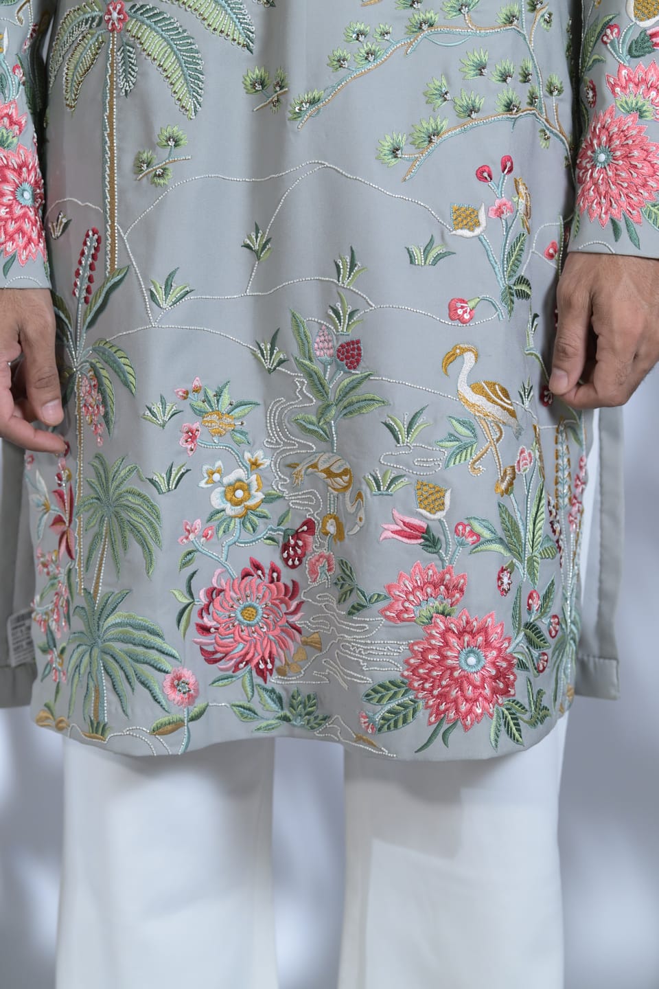 Ice Grey Embroided Kurta Set