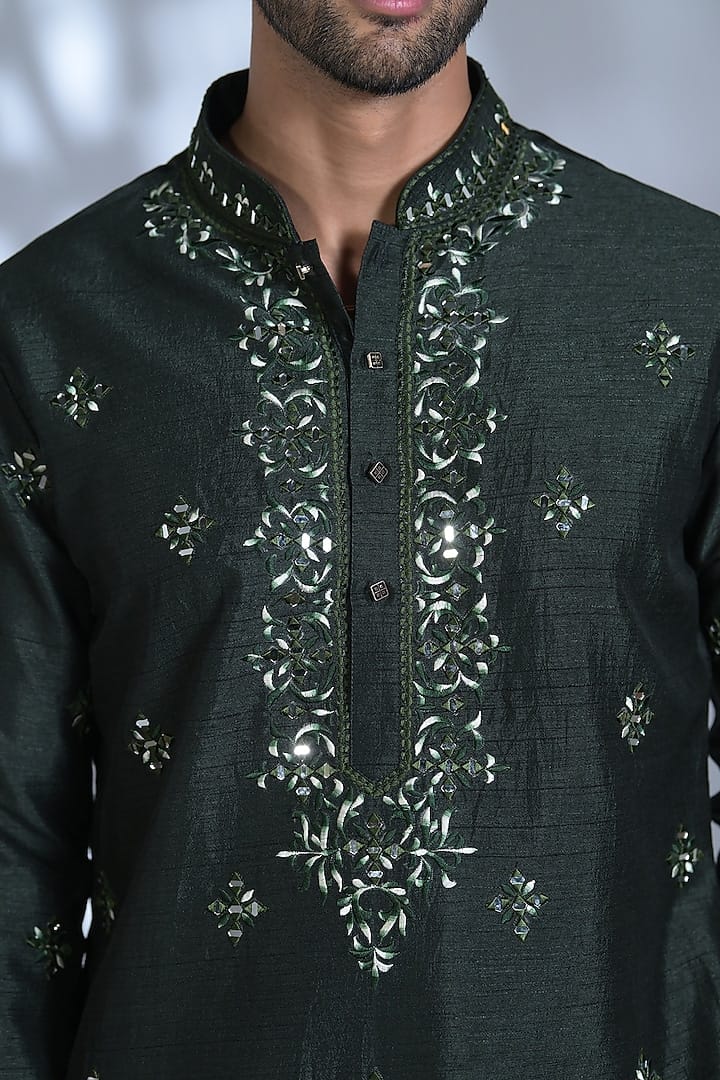 Embroidered Mirror Work Kurta Set