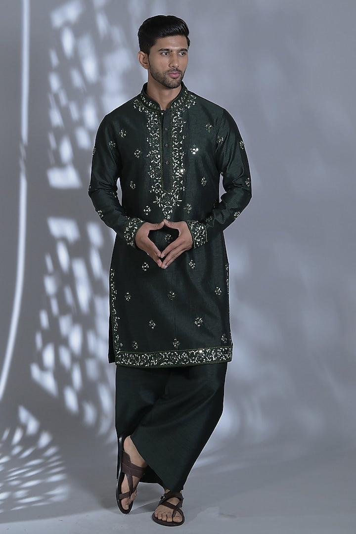 Embroidered Mirror Work Kurta Set