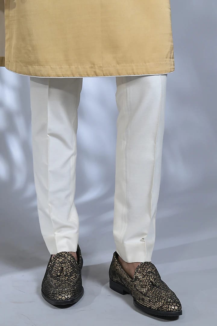 Straw Yellow Embroidered Kurta Set