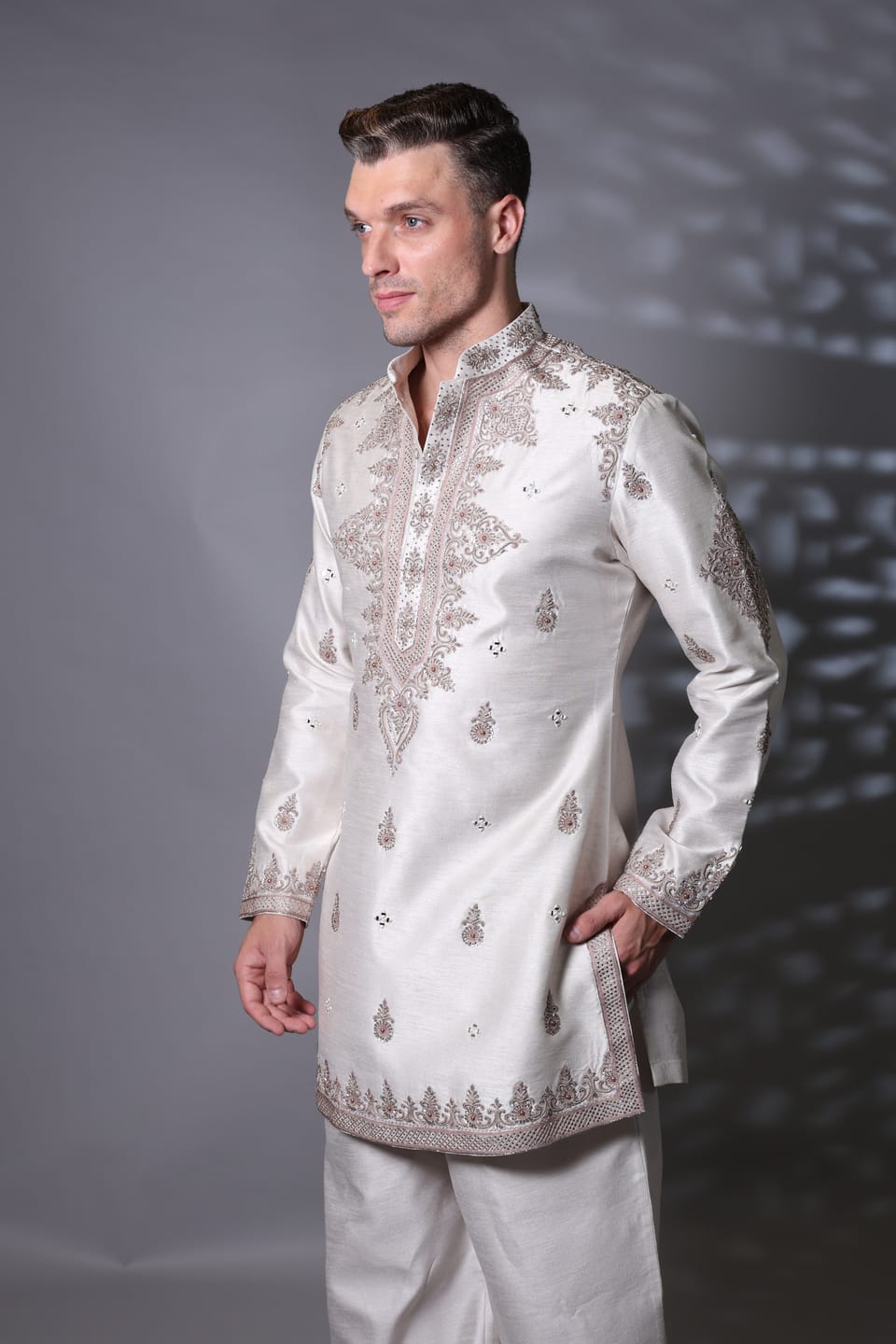 Pearl Embroidery Kurta Set